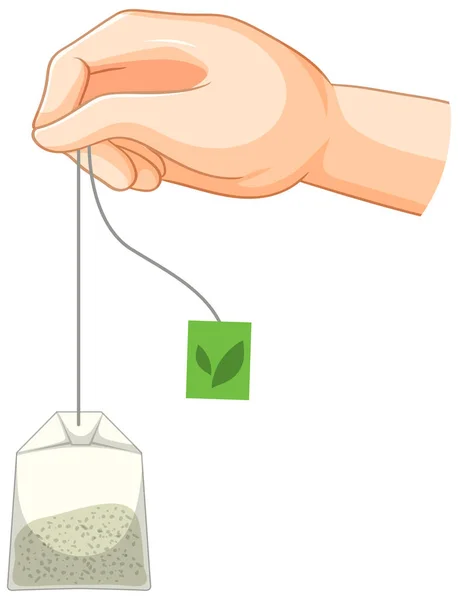 Hand Holding Tea Bag Isolated Illustration — Stock Vector