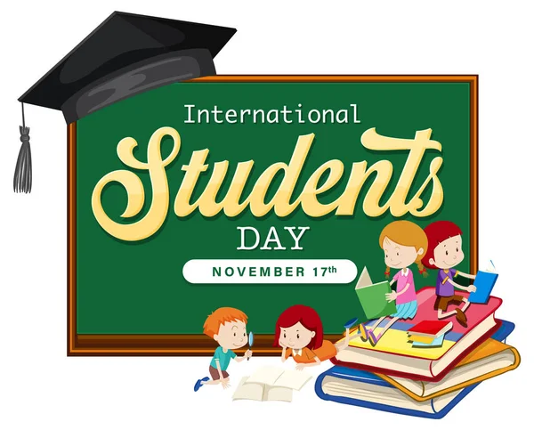 International Students Day Banner Design Illustration - Stok Vektor