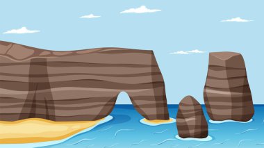 Deniz kıyısı illüstrasyonlu küçük resim tasarımı