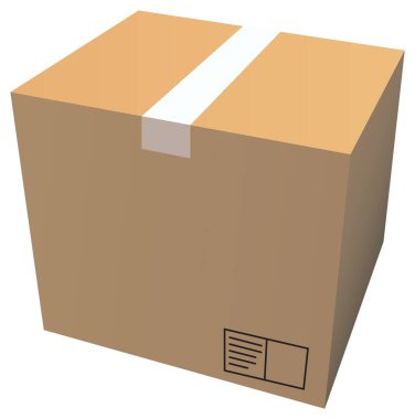 3D cardboard box isolated illustration