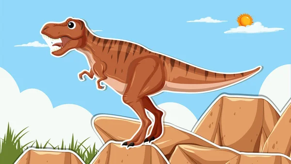 Thumbnail Design Dinosaur Raptor Illustration — Stock Vector
