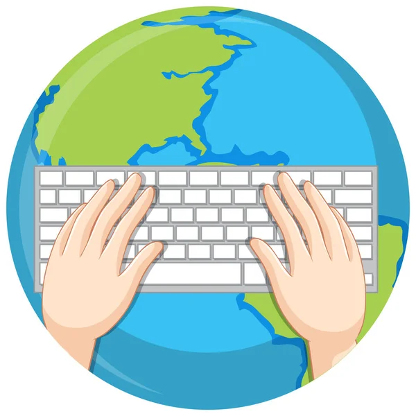 Hands Typing Computer Keyboard Illustration — Stockový vektor