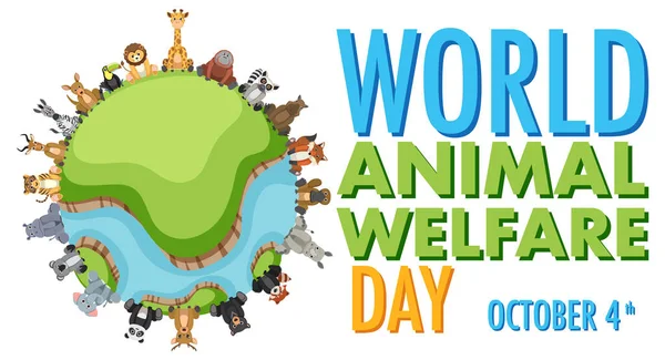 World Animal Welfare Day Concept Vector Illustration — Vetor de Stock