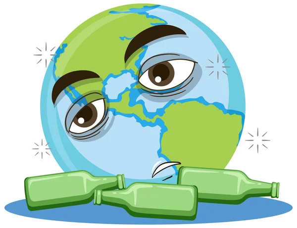 Globe Terrestre Ivre Avec Des Bouteilles Alcool Illustration — Image vectorielle