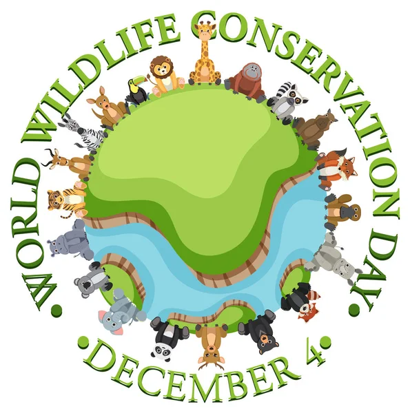 Día Mundial Conservación Vida Silvestre Plantilla Ilustración — Archivo Imágenes Vectoriales