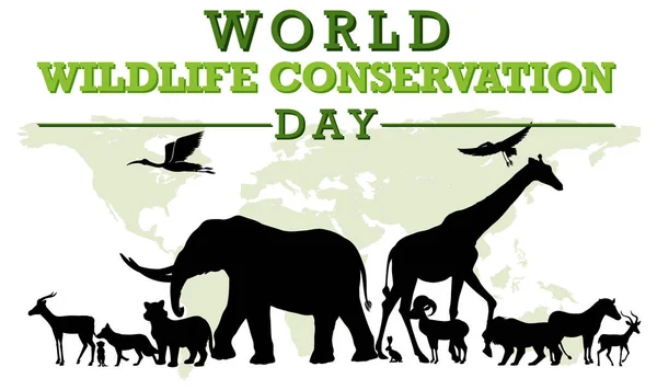 Illustration Modèle Affiche Journée Mondiale Conservation Faune — Image vectorielle