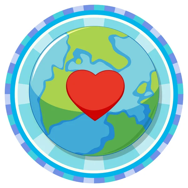 Καρδιά Στην Υδρόγειο Σύμβολο Εικονογράφηση — Διανυσματικό Αρχείο