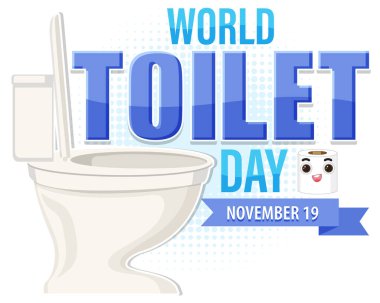 Dünya tuvalet günü metin tasarımı illüstrasyonu