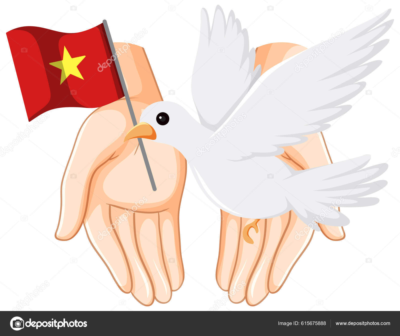 Vietnam Flag White Dove Illustration Stock Vector by ©blueringmedia
