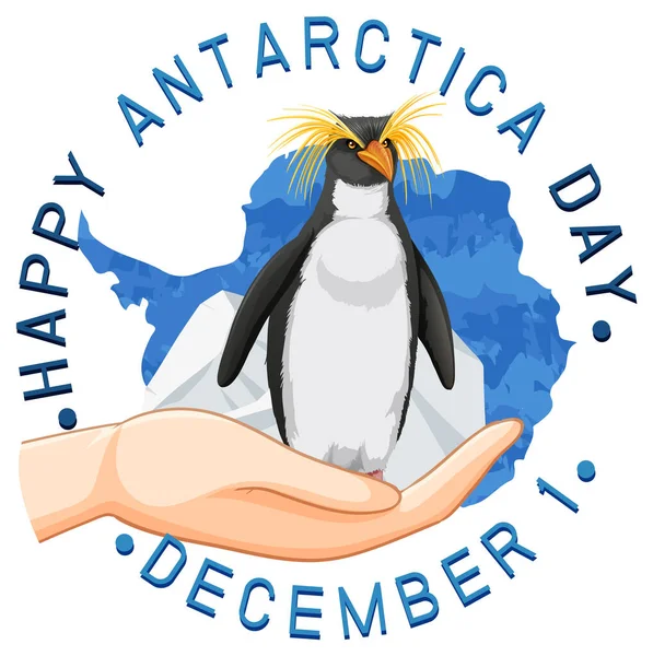 Antarctica Day Poster Template Illustration — Stock Vector