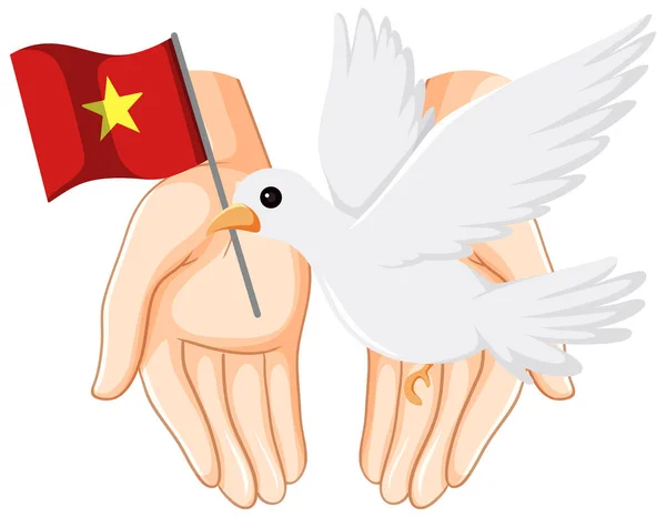 Vietnam Flag White Dove Illustration — Archivo Imágenes Vectoriales