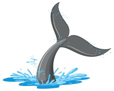 Tail of whale in the water illustration