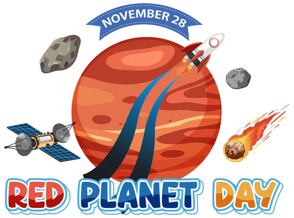 Red Planet Day Banner Design Illustration — Stockový vektor