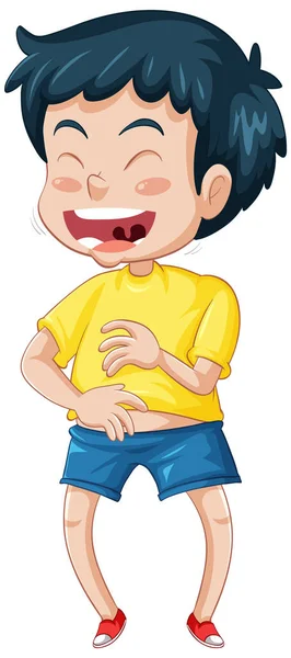 Boy Laughing Cartoon Character Illustration - Stok Vektor