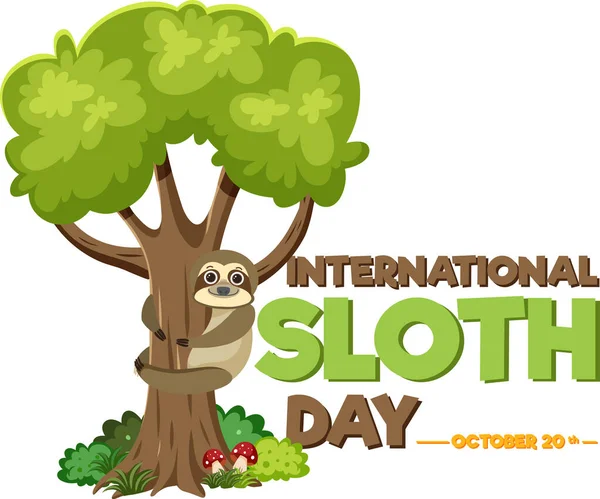 International Sloth Day Banner Concept Vector Illustration — Vetor de Stock