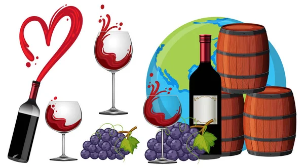 Bottiglia Vino Rosso Illustrazione Vetro — Vettoriale Stock