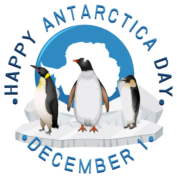 Antarctica Day Poster Template Illustration — Stock Vector