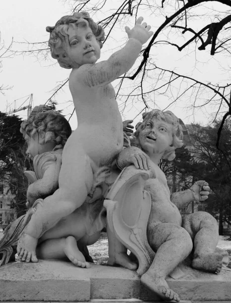 Viena Áustria Fevereiro 2020 Escultura Putti Burggarten Hofburg Viena Figuras — Fotografia de Stock