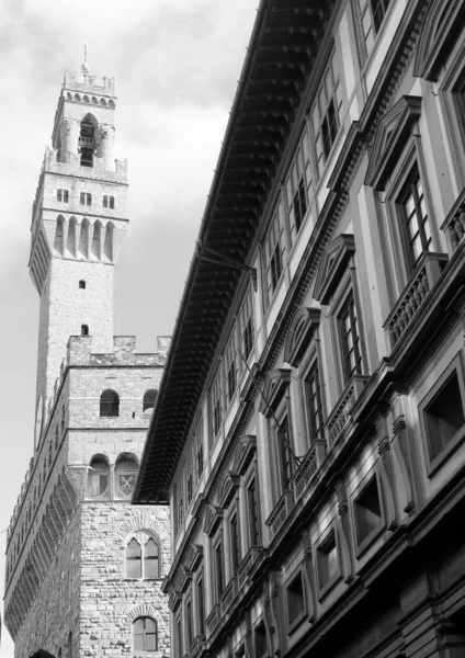 Budynki Starożytnego Kościoła Florencji Czarno Białe Zdjęcie — Zdjęcie stockowe