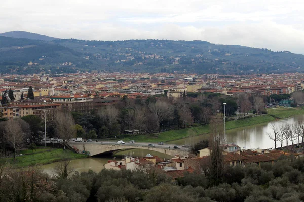 Panorama Pohled Město Florencie Kopce Michelangelo Historické Části Italského Města — Stock fotografie
