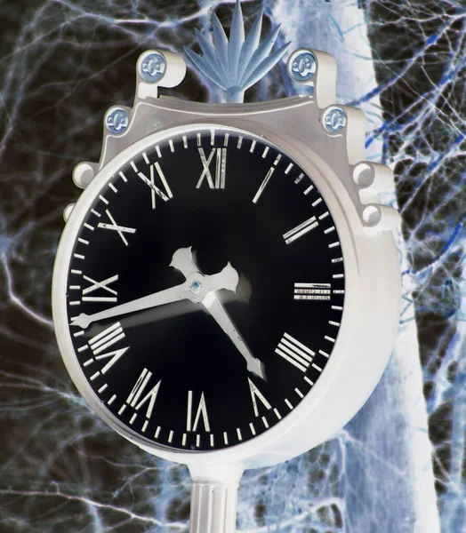 Eine Große Mechanische Uhr Mit Römischen Ziffern Park Ein Zifferblatt — Stockfoto