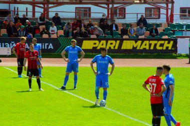 Belarus Futbol Şampiyonası. Mayıs 2020. Dinamo Brest ve Belshina takımları arasındaki maç. Denis Laptev , Artem Milevskiy , Pavel Savitskiy. 