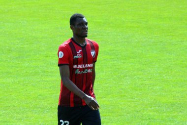 Belarus Futbol Şampiyonası. Mayıs 2020. Dinamo Brest ve Belshina takımları arasındaki maç. Maç sonrası mülakat. Sergey Kovalchyuk.