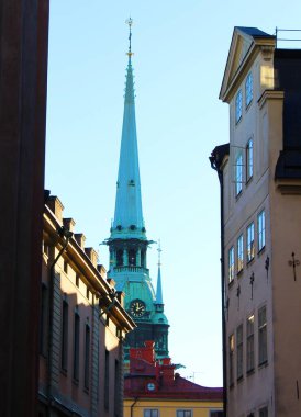 Stockholm. İsveç. 16 Ocak 2019. İsveç 'in başkenti Stockholm' ün tarihi merkezi Gamla Stan bölgesidir. İskandinav mimarisi.