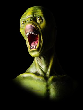 Screaming green zombie. clipart