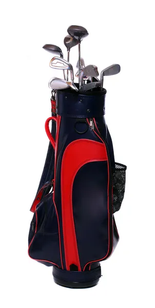 Twee kleur golfclubs tas - geïsoleerd op een witte achtergrond. — Stockfoto