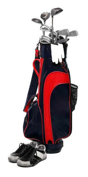 Twee kleur golfclubs tas - geïsoleerd op een witte achtergrond. — Stockfoto