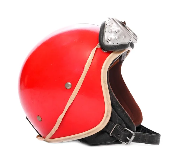 白い背景の上ゴーグルとレトロなヘルメット. — ストック写真