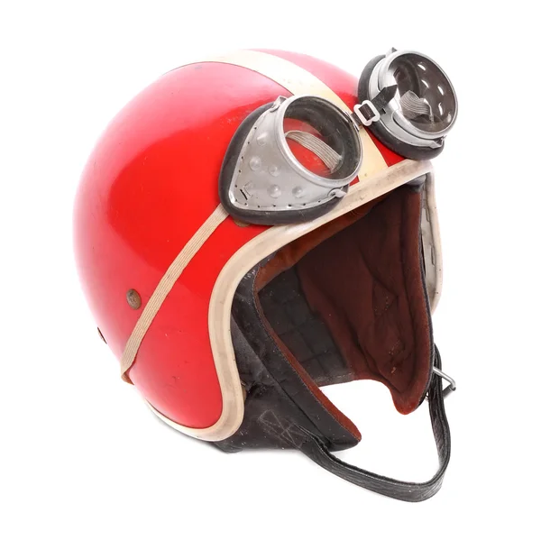 Retro helm met bril op een witte achtergrond. — Stockfoto