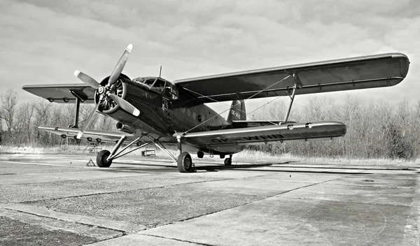 Historické letadlo paradropper antonov an-2 v letiště line - Evropa Česká republika — Stock fotografie