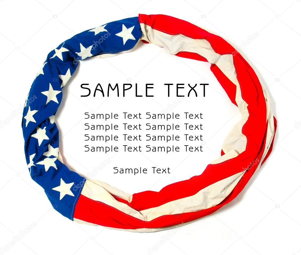 Circle frame make out of American Flag, isolated on white background. Great for Independence Day brochures and advertising.