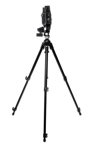 Profesionální fotoaparát s stativ na bílém pozadí. — Stock fotografie