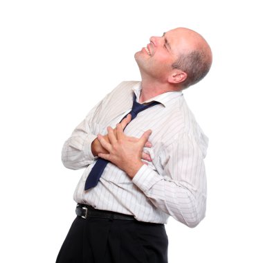 Beyaz arka planda hayal kırıklığına uğramış iş adamı.