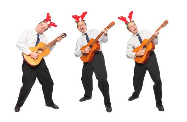 İşte çılgın müzisyenler gitar şarkı ile uygun. Noel ve yeni yıl partisi konsepti.