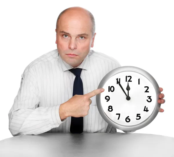 An businessman with a clock face. Time is money concept — Stock Photo, Image