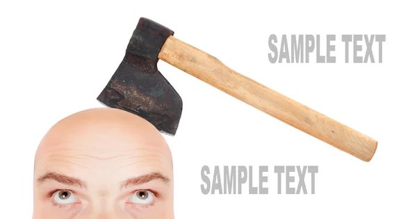 Men's head with axe — Stock Photo, Image