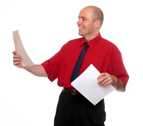 Happy senior businessman with new contracts — Stock Photo, Image