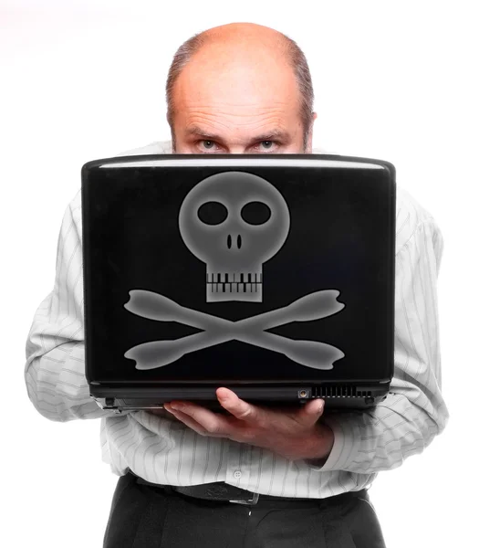 Dangerous hacker with laptop — Stock Photo, Image