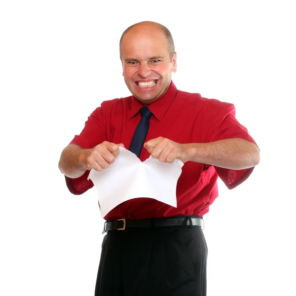 Angry senior manager ripping bad contract — Stock Photo, Image