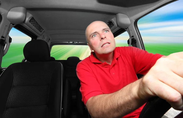 Male driver riding his car — Stock Photo, Image