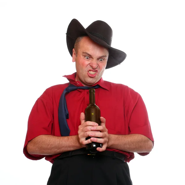 Drunken manager with traditional cowboy's hat — Stock Photo, Image