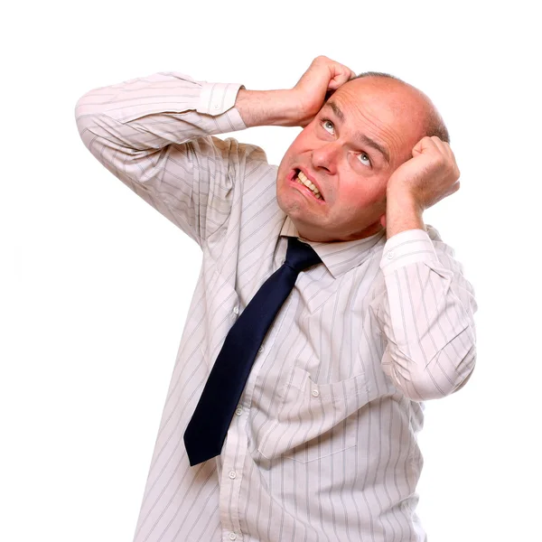 Hombre de negocios frustrado sobre fondo blanco . — Foto de Stock