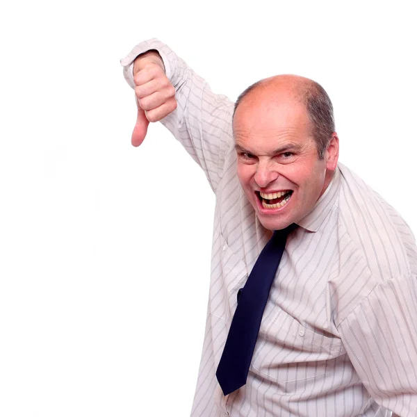 Angry manager giving a thumbs down — Stock Photo, Image