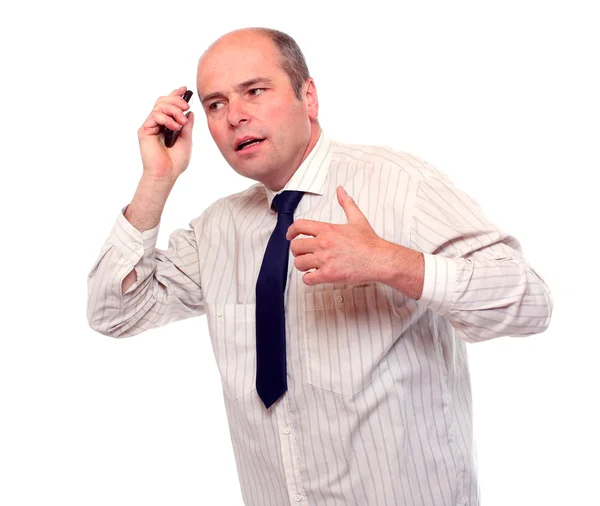 Hombre de negocios senior con teléfono — Foto de Stock
