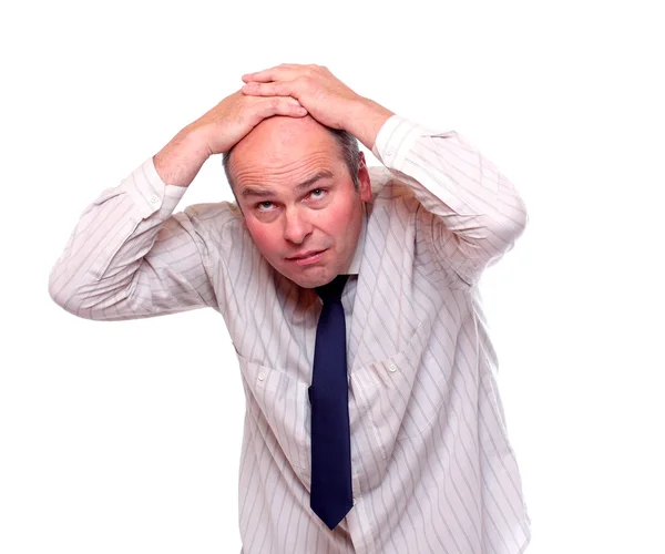 Hombre de negocios frustrado sobre fondo blanco . — Foto de Stock