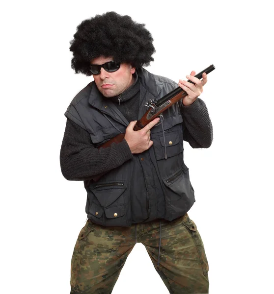 Gefährlicher Gangster oder Terrorist mit Gewehr — Stockfoto